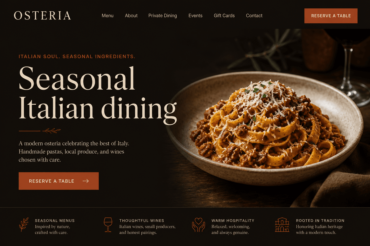 Restaurant website concept preview