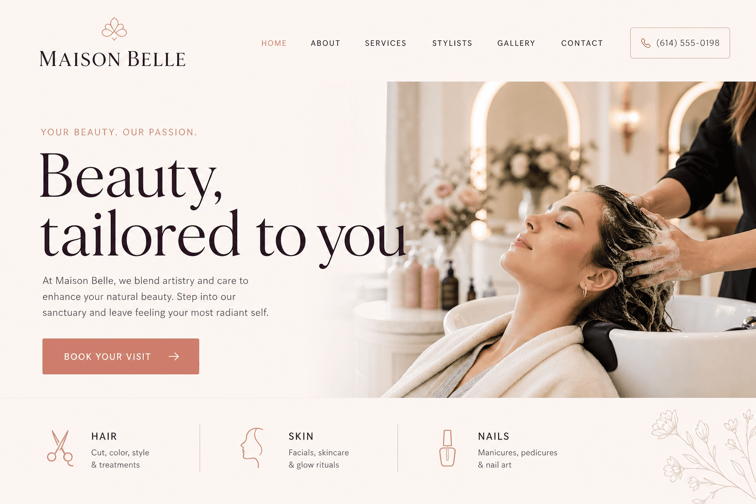Beauty salon website concept preview